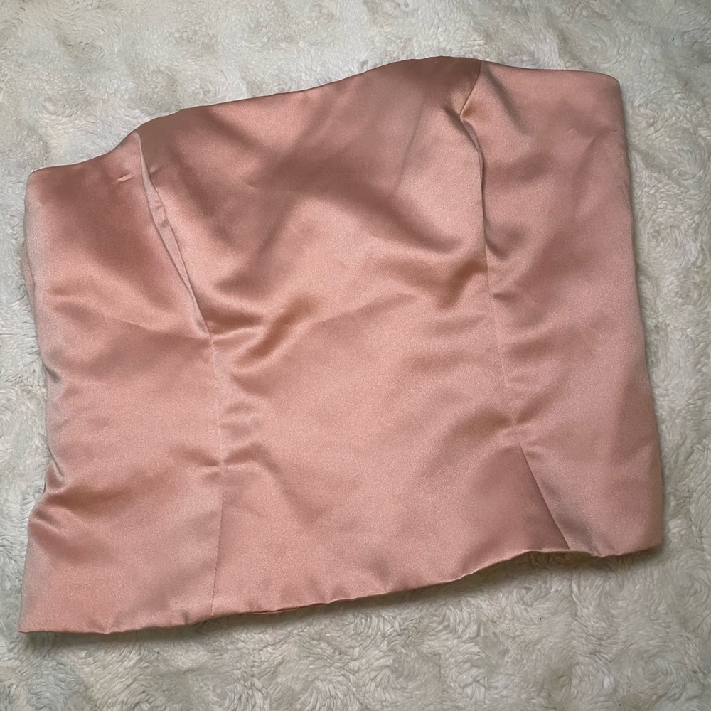 Vintage Satin Pink Strapless Top